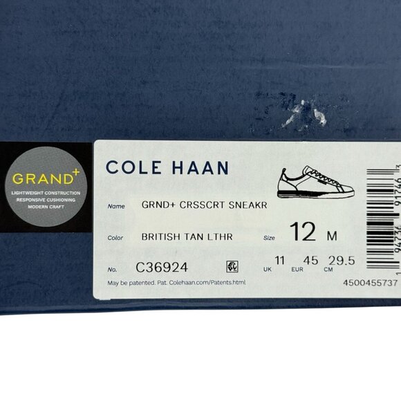Cole Haan Men's Grand Crosscourt British Tan Leather Sneaker Size 12M NWOB - Picture 12 of 12